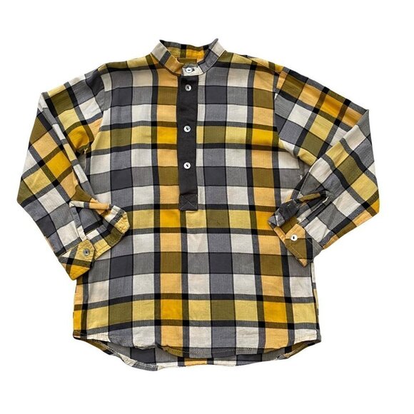 Pilar Batanero Boy's Popover Shirt Check Mock Neck Size 5 - Picture 2 of 5